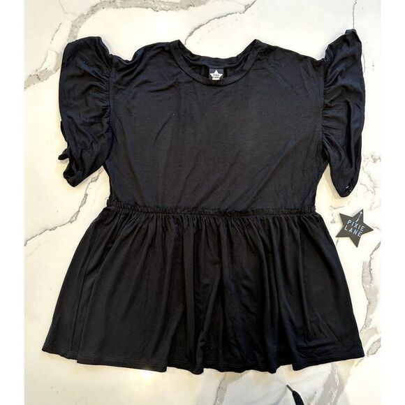 Pixie Lane NWT Flutter Sleeve Babydoll Top in Black Size 10/12 - Picture 1 of 3